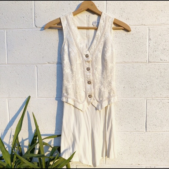 Vintage Pants - Vintage Victorian Ivory Romper Small